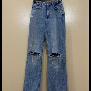 Zara Distressed Wide Leg Jeans